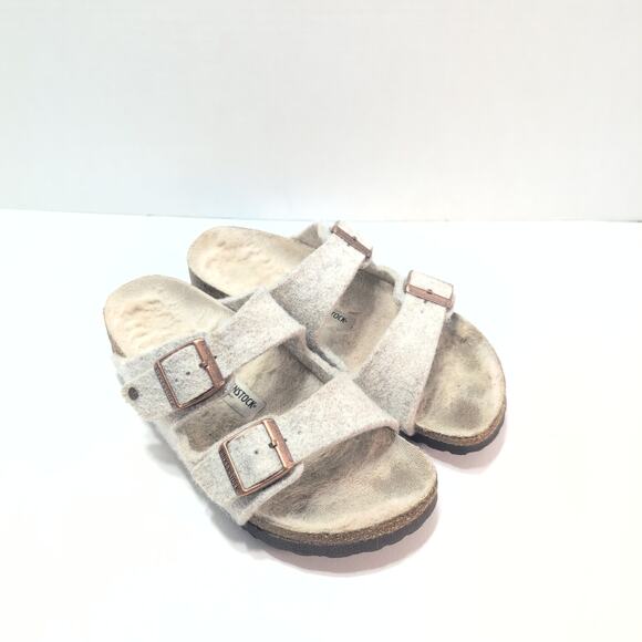 Birkenstock Women's Arizona Rivet Shearling Wool Sandals Size 36 (us 5) - Picture 1 of 7